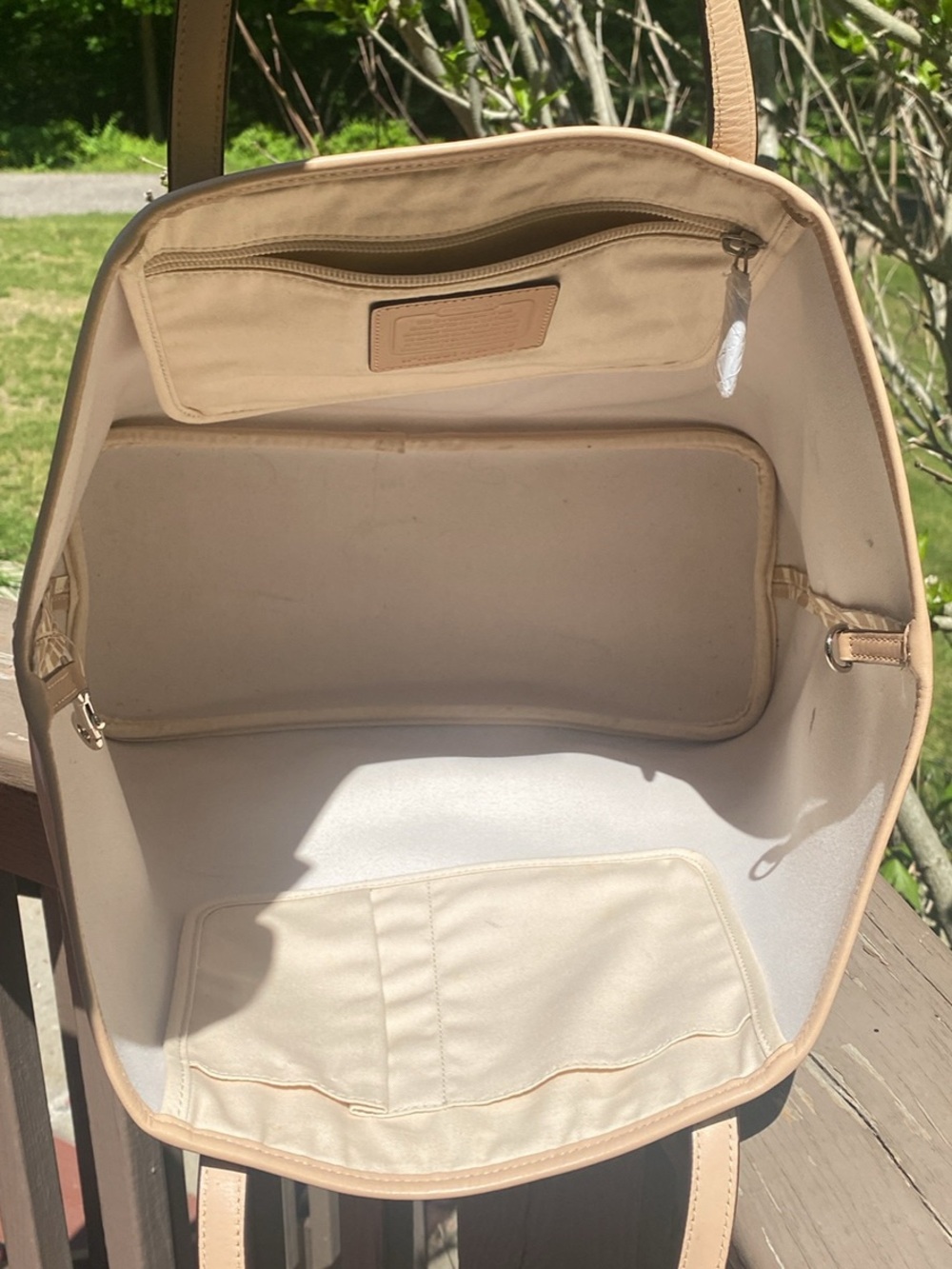 Coach Zebra-Print Beige and White Tote - Picture 4 of 6